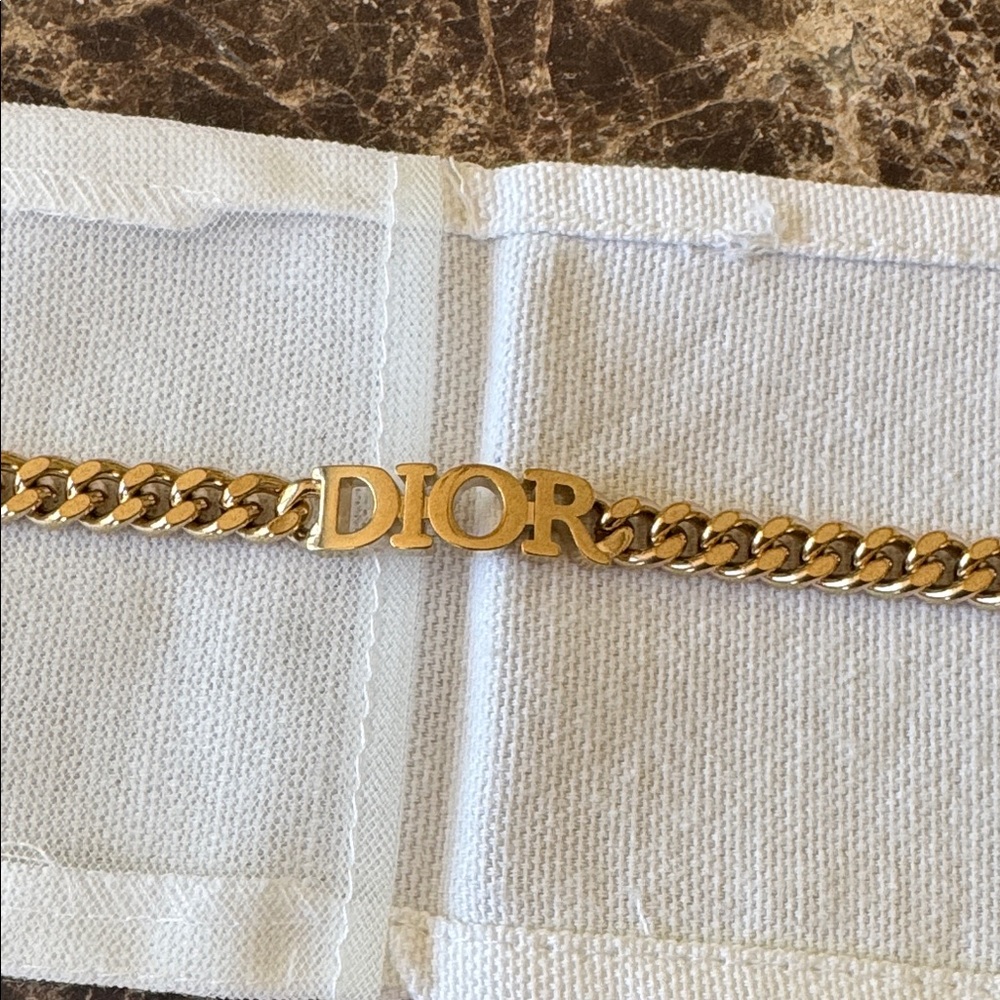 Christian Dior gold chain link logo bracelet adjustable size with box - Picture 2 of 7